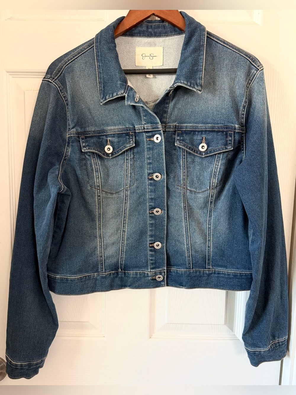Jessica Simpson Blue Denim Cropped Jacket Size XL